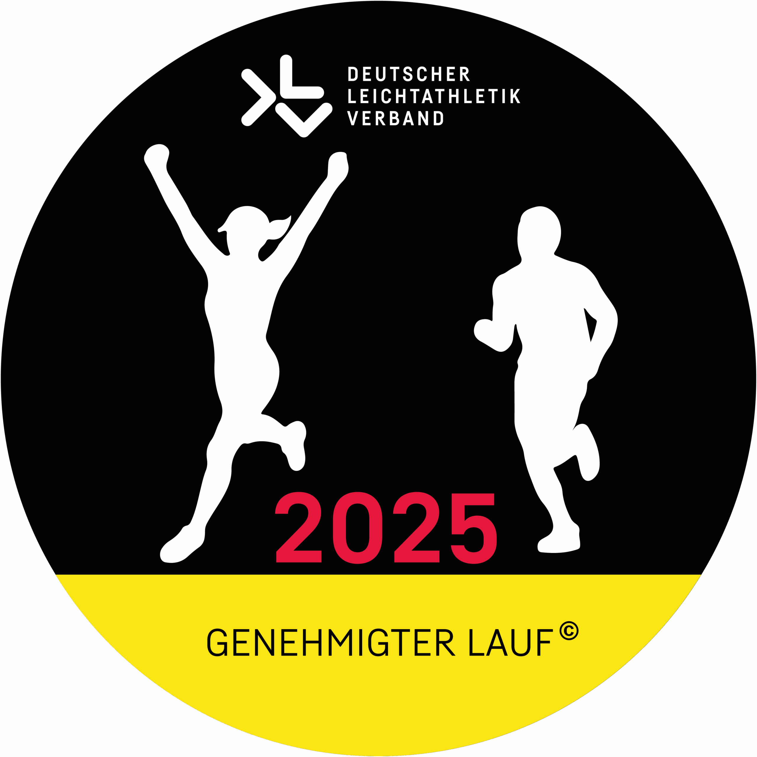 Symbolbild für genehmigte Läufe mit Jahreszahl und einem Läufer