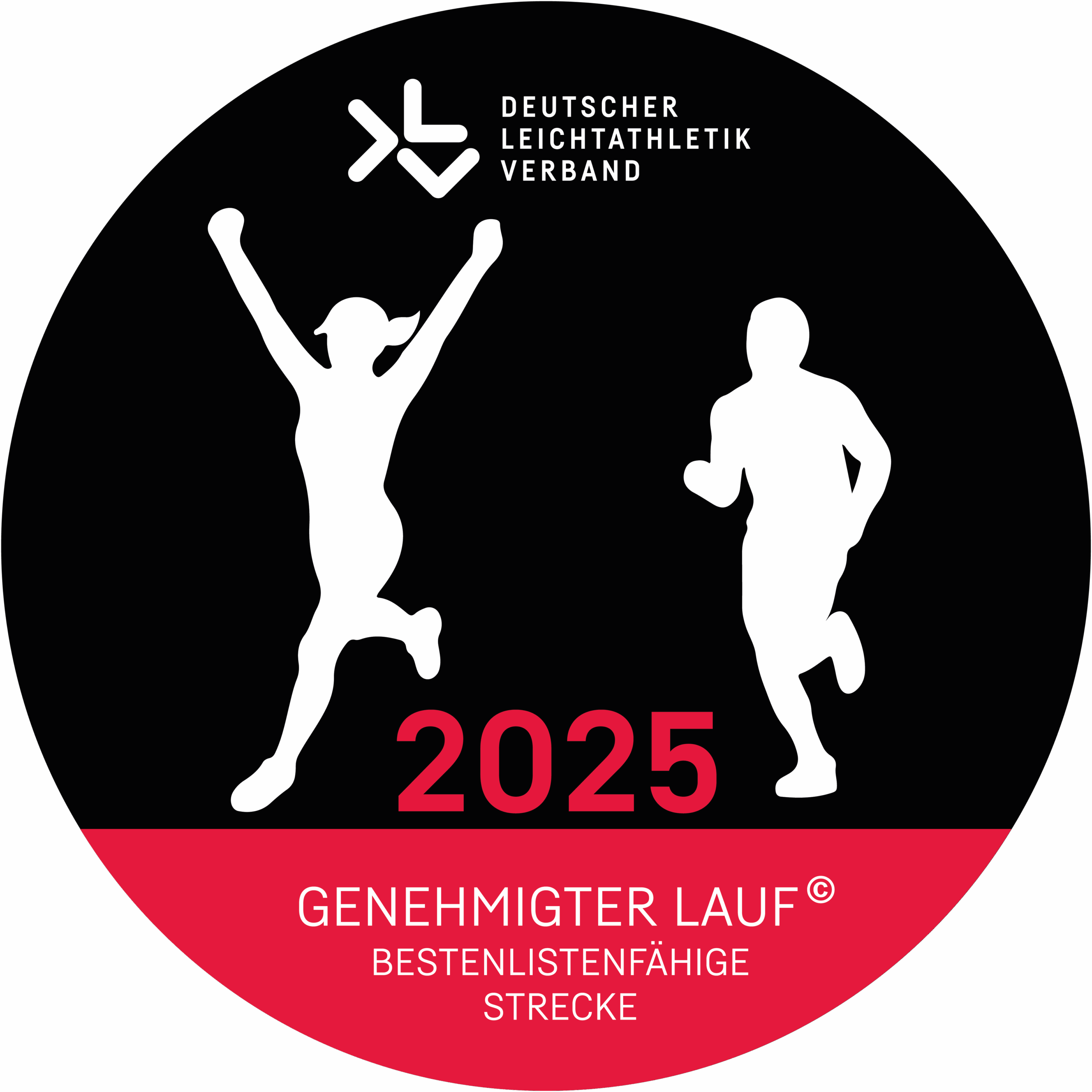Symbolbild für genehmigte Läufe mit Jahreszahl und einem Läufer